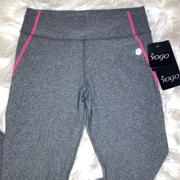 VOGO Gray Pink Stripe Leggings S - Picture 2 of 9